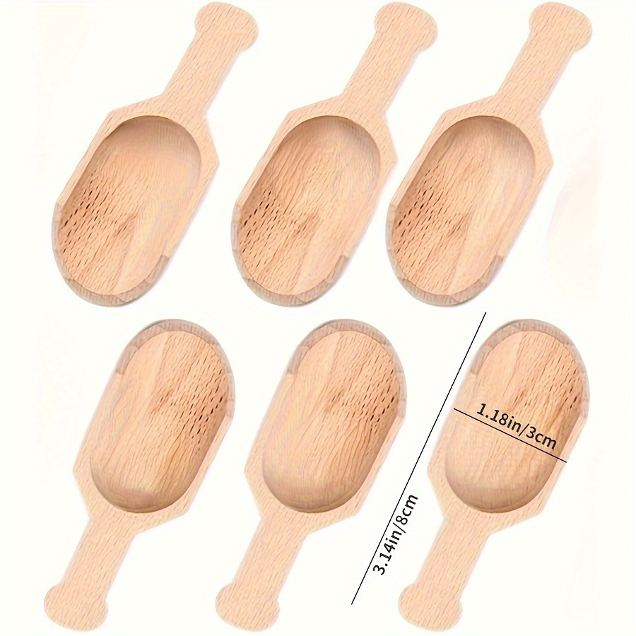 Image of 6pcs, Wooden Loose Tea Scoops, Mini Bath Salt Spoon, Wooden Loose Tea Spoon, Bamboo Spoon, S Small Wooden Candy Spoon, Powder Spoon, Baking Tools, Kitchen Stuff