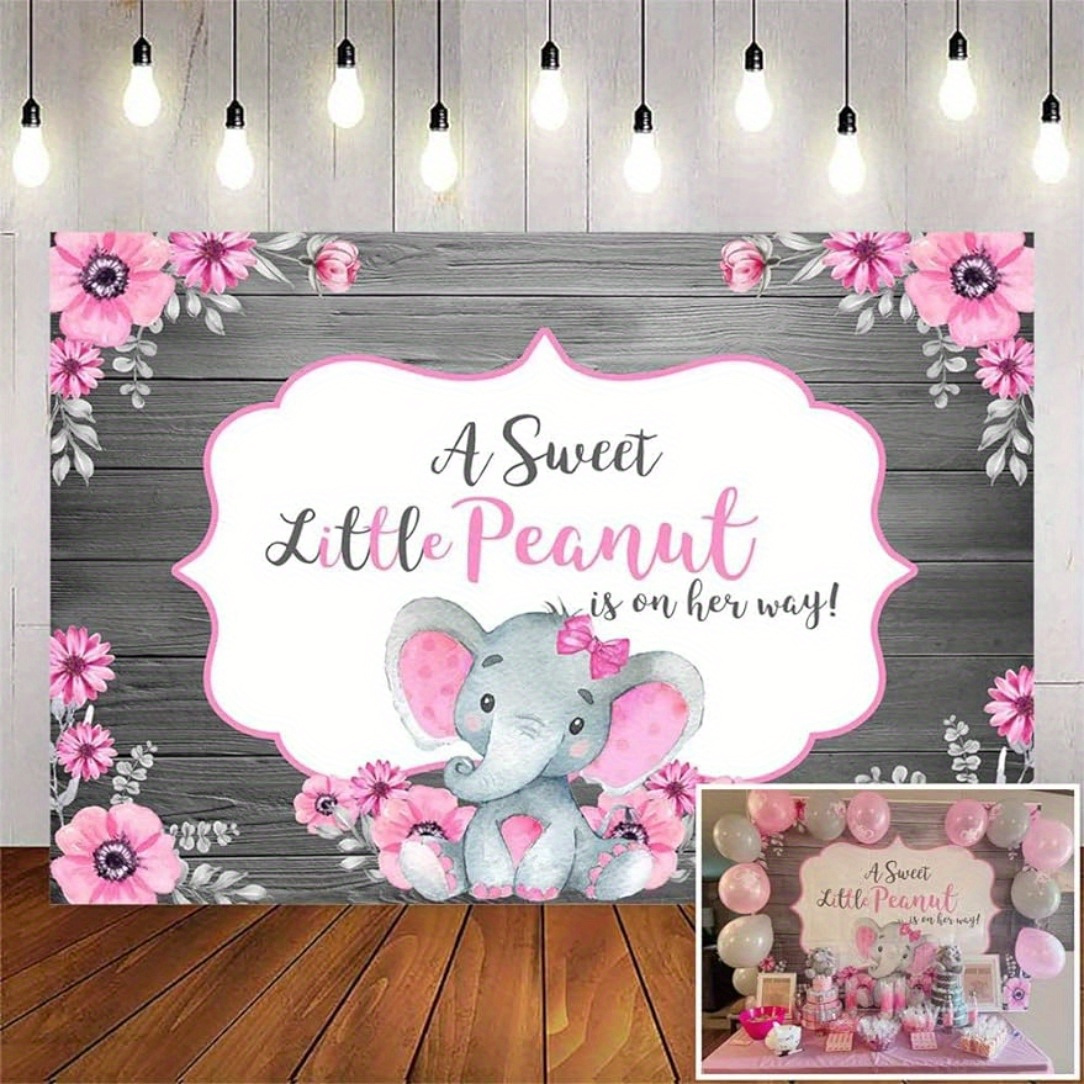 

Peanut Baby Shower Backdrop - Theme, 5.9 X 3.6ft, Polyester Photography Background With & " Is On The Way" Sign, Cake Table Decorations, Elephant Baby Shower Decorations