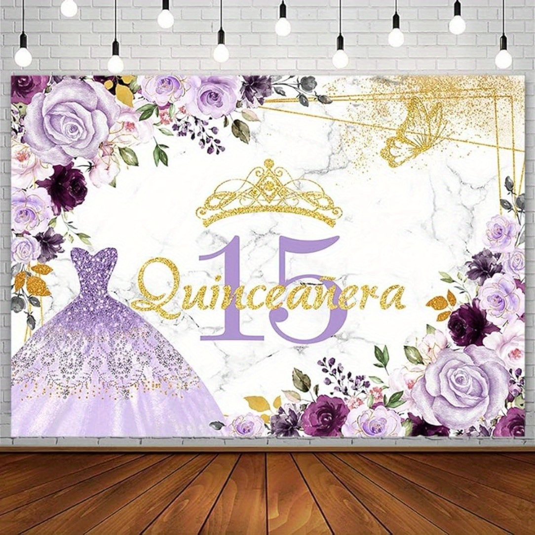 

Quinceanera Backdrop - 5.9 X 3.6ft Purple & , For Sweet 's 15th