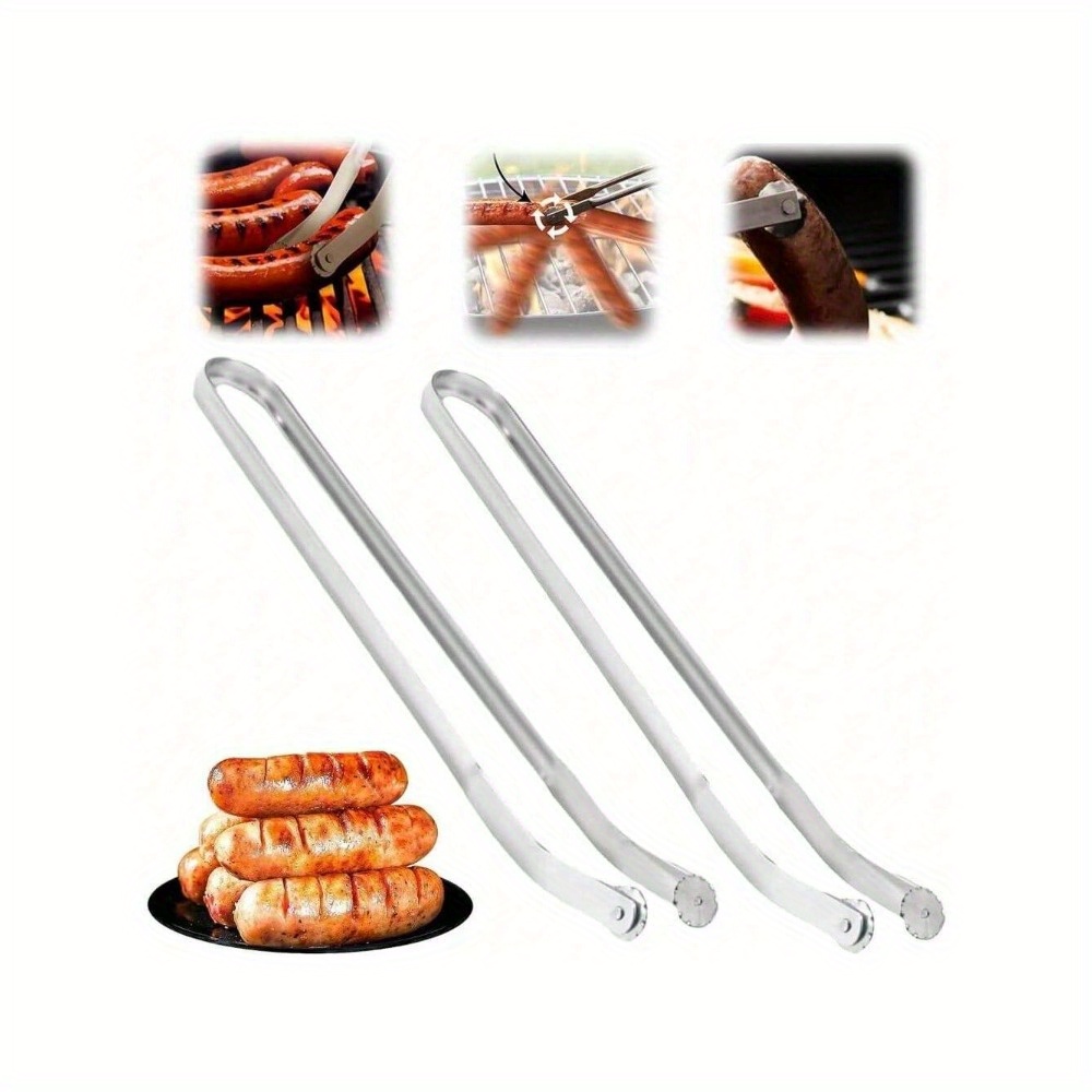 2 Pinces Barbecue à Roulette - 38 Cm - Pour Retourner Saucisses Et Grillades - Acier Inoxydable