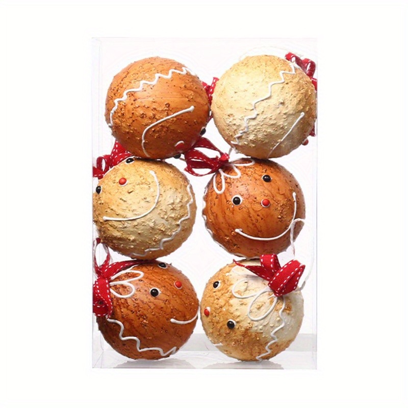 TEMU 6pcs 8cm Painted Foam Christmas Set, Christmas Hanging Christmas Decorations For Christmas