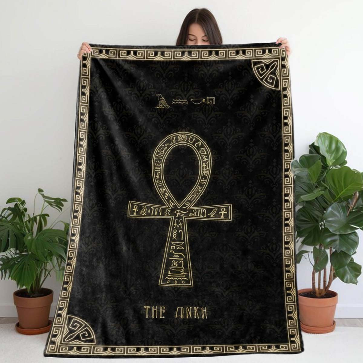 

1pc Egyptian Hieroglyphics Flannel Fleece Blanket - , Comfortable, Pattern, Nap , For And