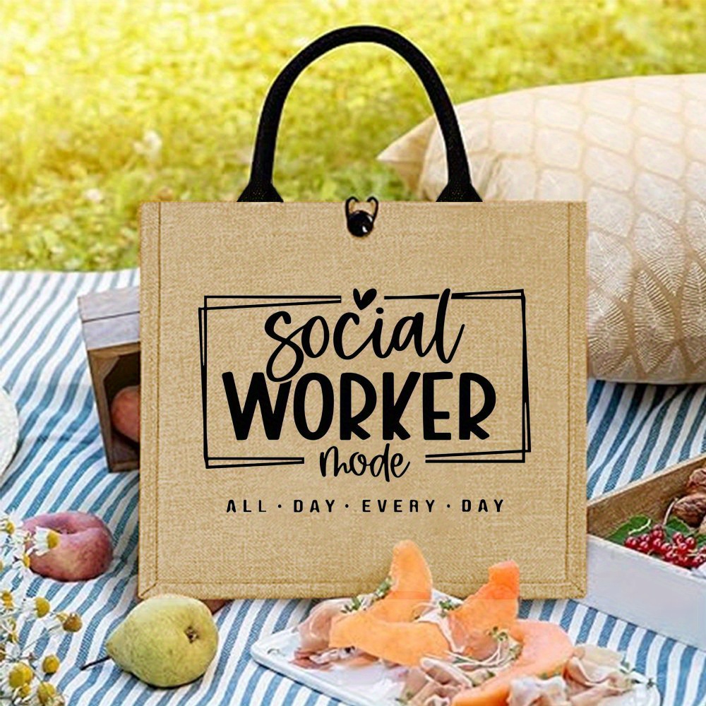 TEMU Is A Print Product: Aesthetic Workers Tote Bag, A Durable Jute Bag With A Large Capacity, Perfect For Outdoor Picnics, Parties, Travel, And