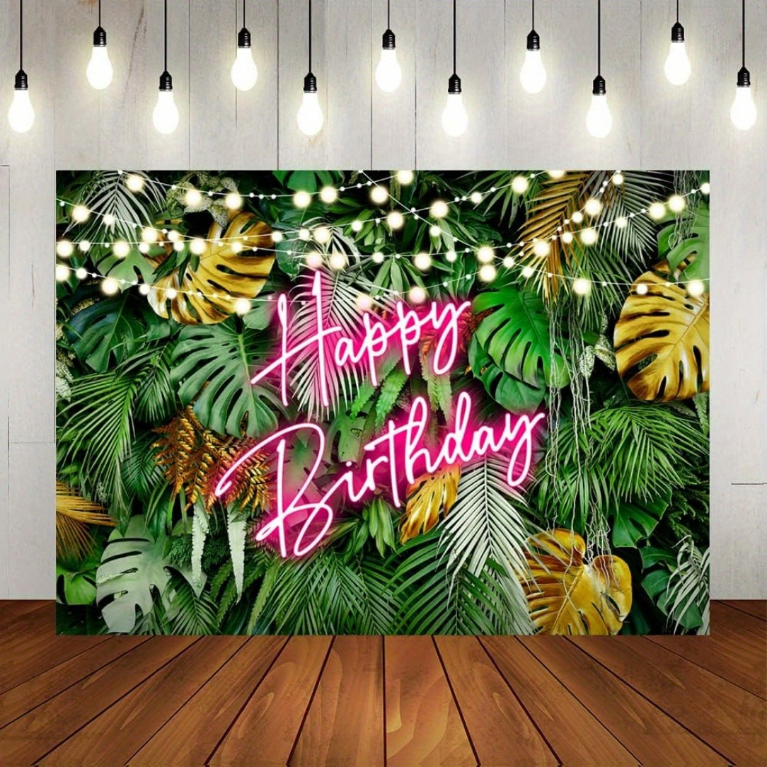 

Tropical Backdrop - 5.9x3.6 Ft Polyester Palm Leaves Prop For Party, Cake Table, And Festival Decor - Pink Neon Leaves Background For Adults Events