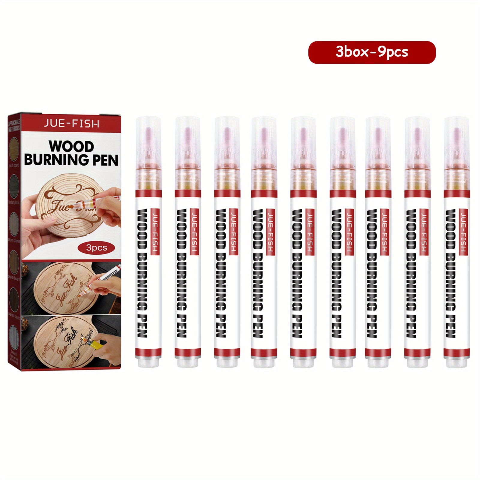 

Wood Pen Set - 9pcs Diy Wood For Crafts - Supplies