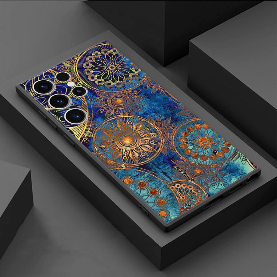 

For S24 Ultra S23 Fe S22 Plus S20 5g S21 Silicone Mobile Cover Soft Phone Shell With Mandala Flower Totem Art Case