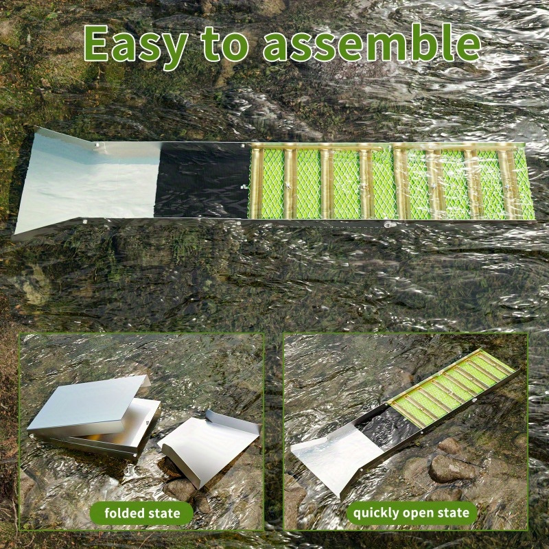 

Portable Aluminum Golden Sluice Box With Miner's Moss - Ideal For , Prospecting & Dredging In Rivers And Creeks