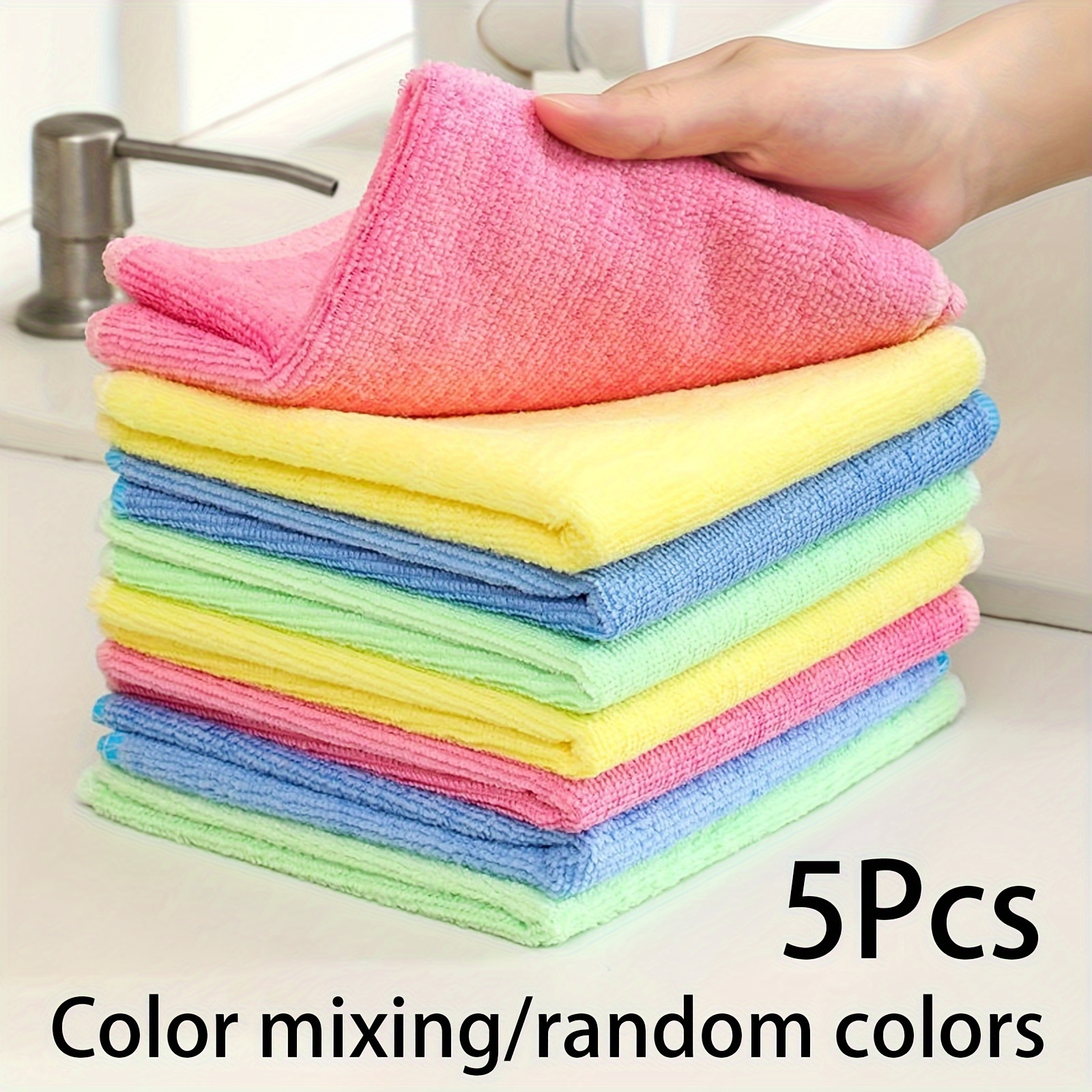 5 10pcs kitchen wipes reusable cleaning cloths   dish cloths multi purpose cleaning towels household wipes kitchen bathroom cleaning towels   absorbent towels   removes stains and grease cleaning supplies details 3