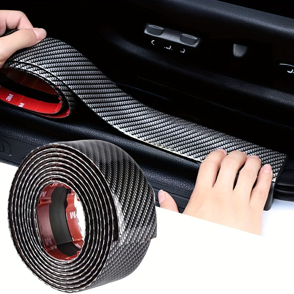 TEMU Carbon Fiber Car Door Guard - 1pc Universal Entry Protector, Bumper Guard Strip For Front & Rear Doors, Vehicle Protection Trim