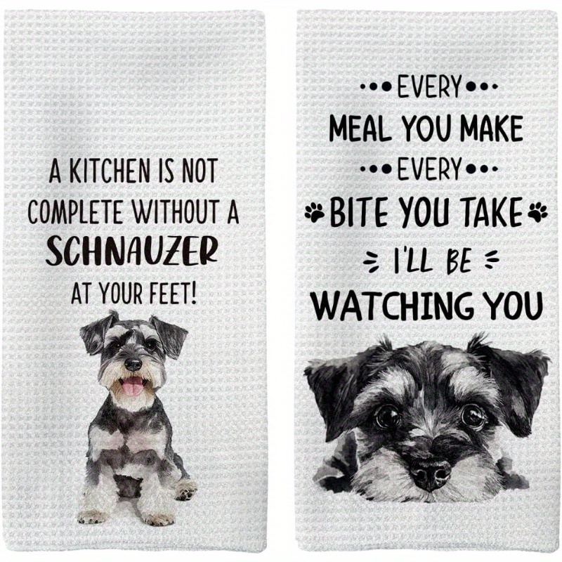 

2-pack 18x26 Inches Soft Polyester Kitchen Towels, Modern Schnauzer Themed Dish Towels, Machine Washable, Rectangular Hand Towels For Home & Kitchen Decor