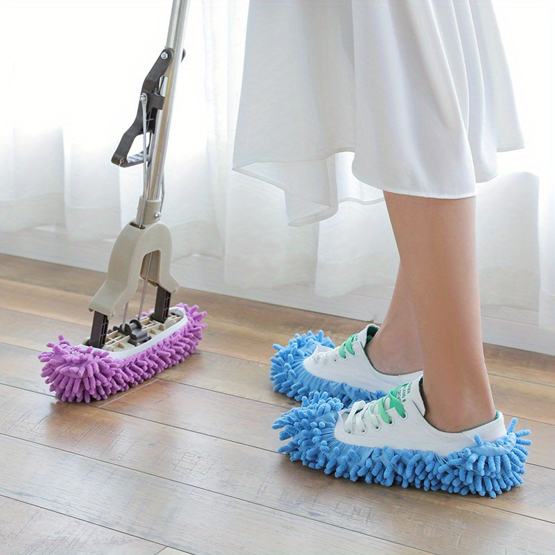 2pcs washable mop slippers reusable dust mop shoe covers for   cleaning   living room bedroom details 2