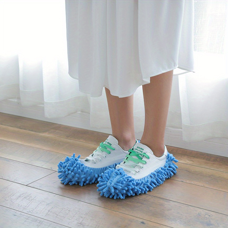 2pcs washable mop slippers reusable dust mop shoe covers for   cleaning   living room bedroom details 3