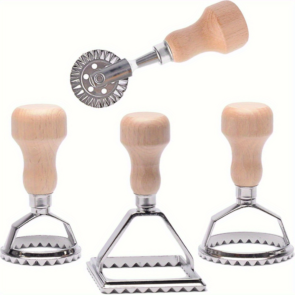 TEMU Manual Pasta & Maker Set With Wooden Handle - Includes Stainless Steel For Perfectly Sized Dough, Ideal For Homemade Italian Dishes
