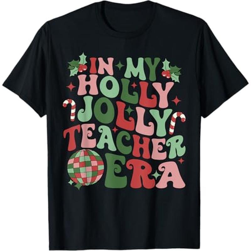 

Teacher Era Teacher Vibes Christmas T-, 100% , For Men Women Dad Mom , S-xxxl,