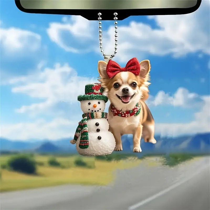 

Christmas Snowman And Hanging - 2d Car Pendant Decoration - For