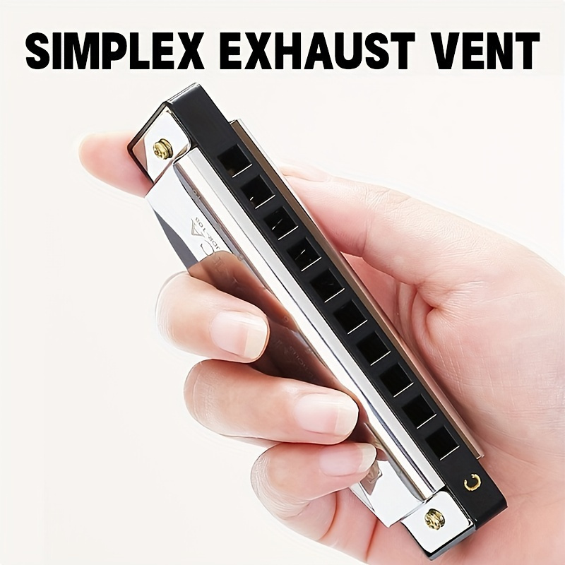 Premium C-Tone 10-Hole Harmonica - Polished Finish & Durable Hard Shell - Ideal For Beginners, Students & Pros - Great Gift Choice