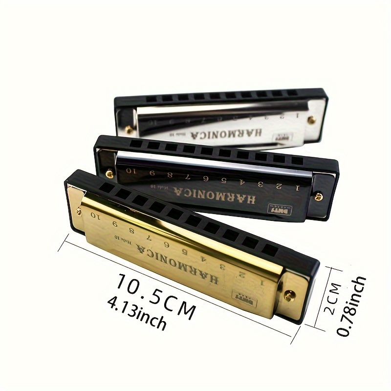 Premium C-Tone 10-Hole Harmonica - Polished Finish & Durable Hard Shell - Ideal For Beginners, Students & Pros - Great Gift Choice