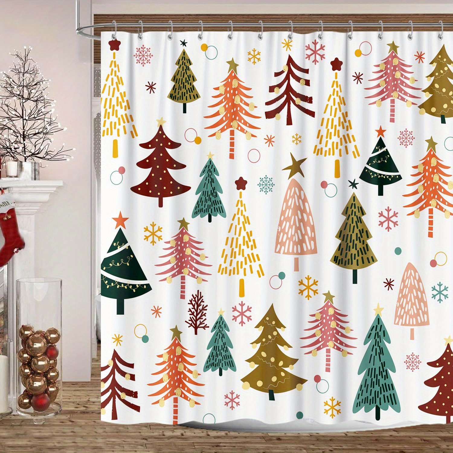 

Christmas Curtain - , , Moisture-repellent Polyester - Included For Bathroom