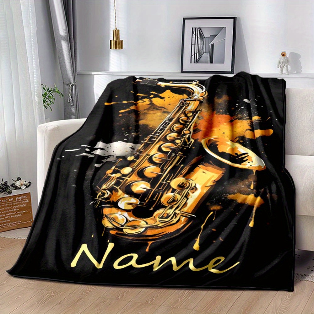 

Personalized Saxophone Blanket - Polyester For Bed, Sofa & , , , Size, & - For Enthusiasts And