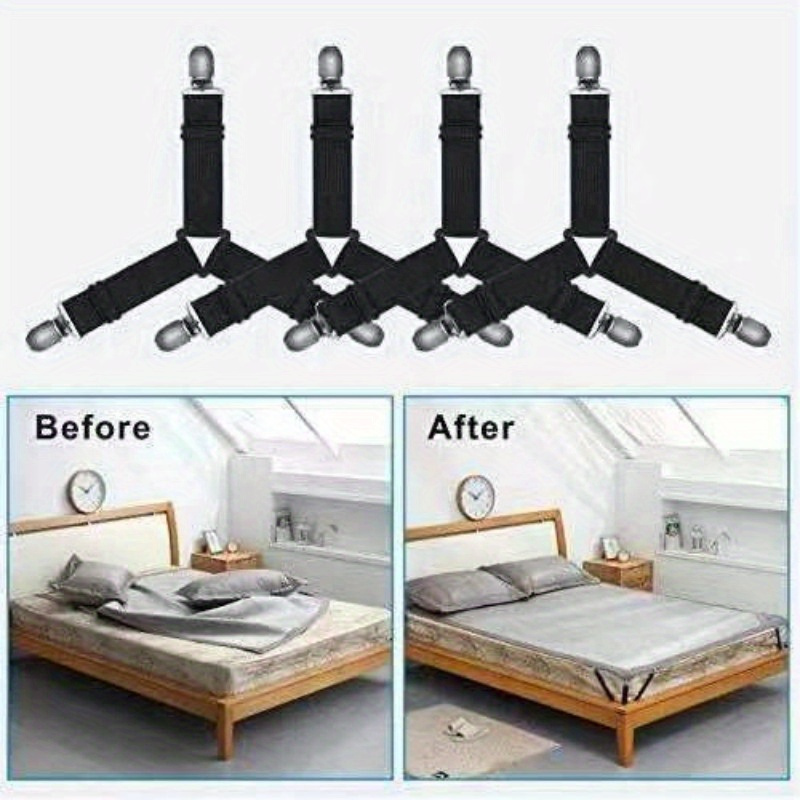 4pcs woven adjustable bed sheet straps hand washable   sheet clips mattress fastener grippers for fitted sheets sofa cushions and table covers details 0