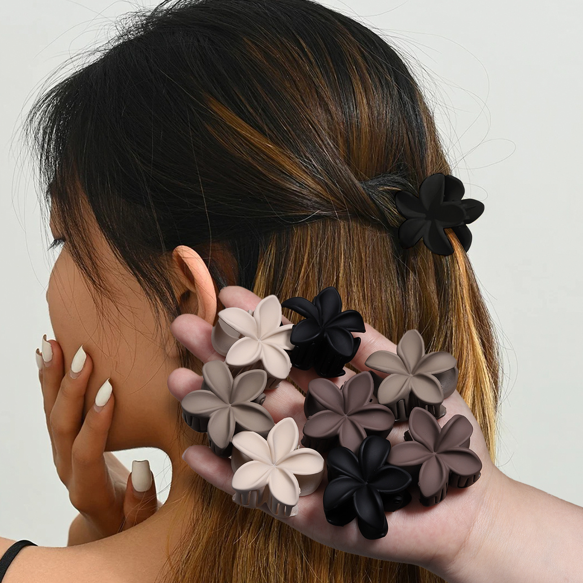 

Ensemble de 8 pinces à cheveux , Épingles à cheveux vintage de Bauhinia , Accessoires de cheveux rétro élégants style Shark Claw, Petite taille, Plastique, Imprimé floral, pour - de cheval