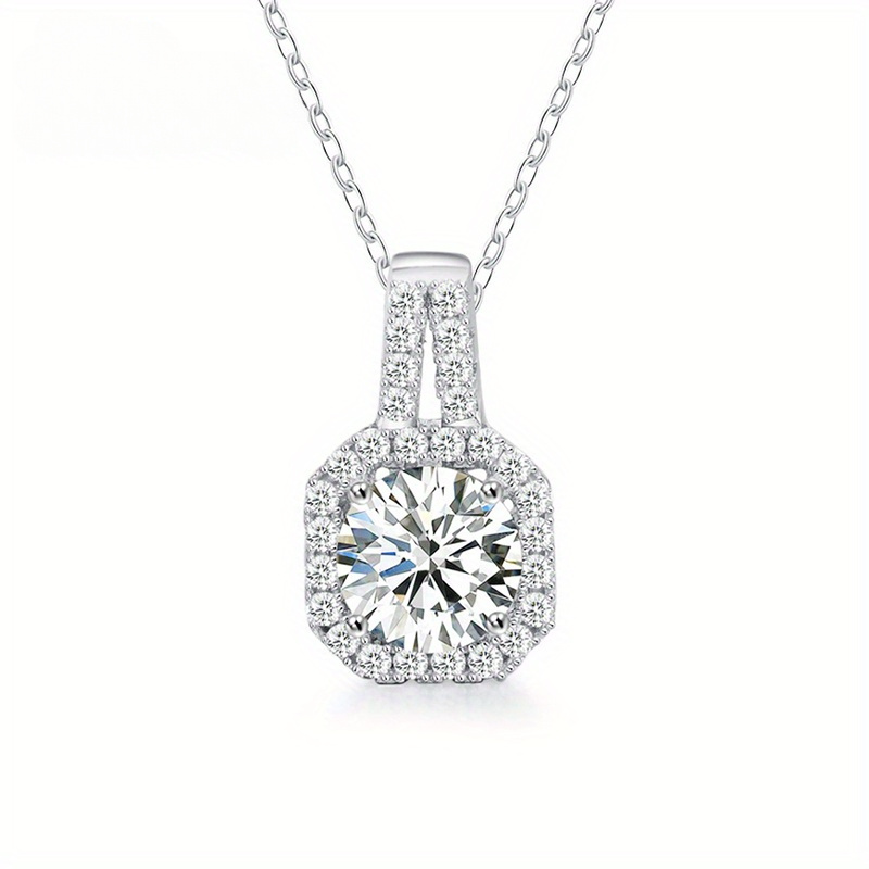 

925 Sterling Silver Moissanite Pendant Necklace, Elegant Wedding Jewelry, Birthday And Day Gift For Women