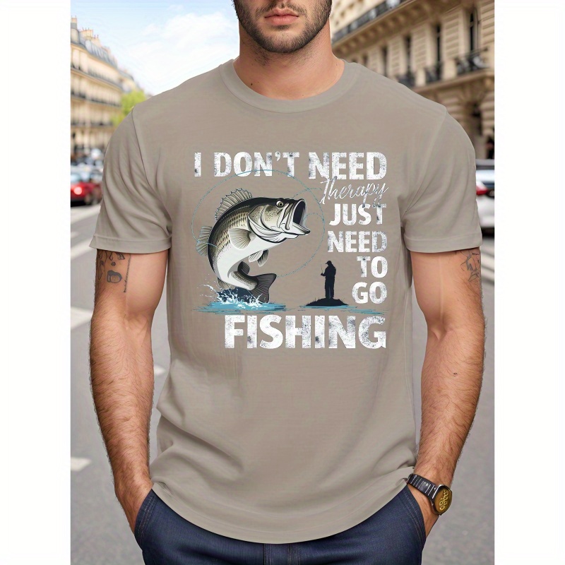 

Comfort, Plus Size Men's Fish T-shirt For Summer, Fashion Casual Short Sleeve Tees For Males, Plus Size
