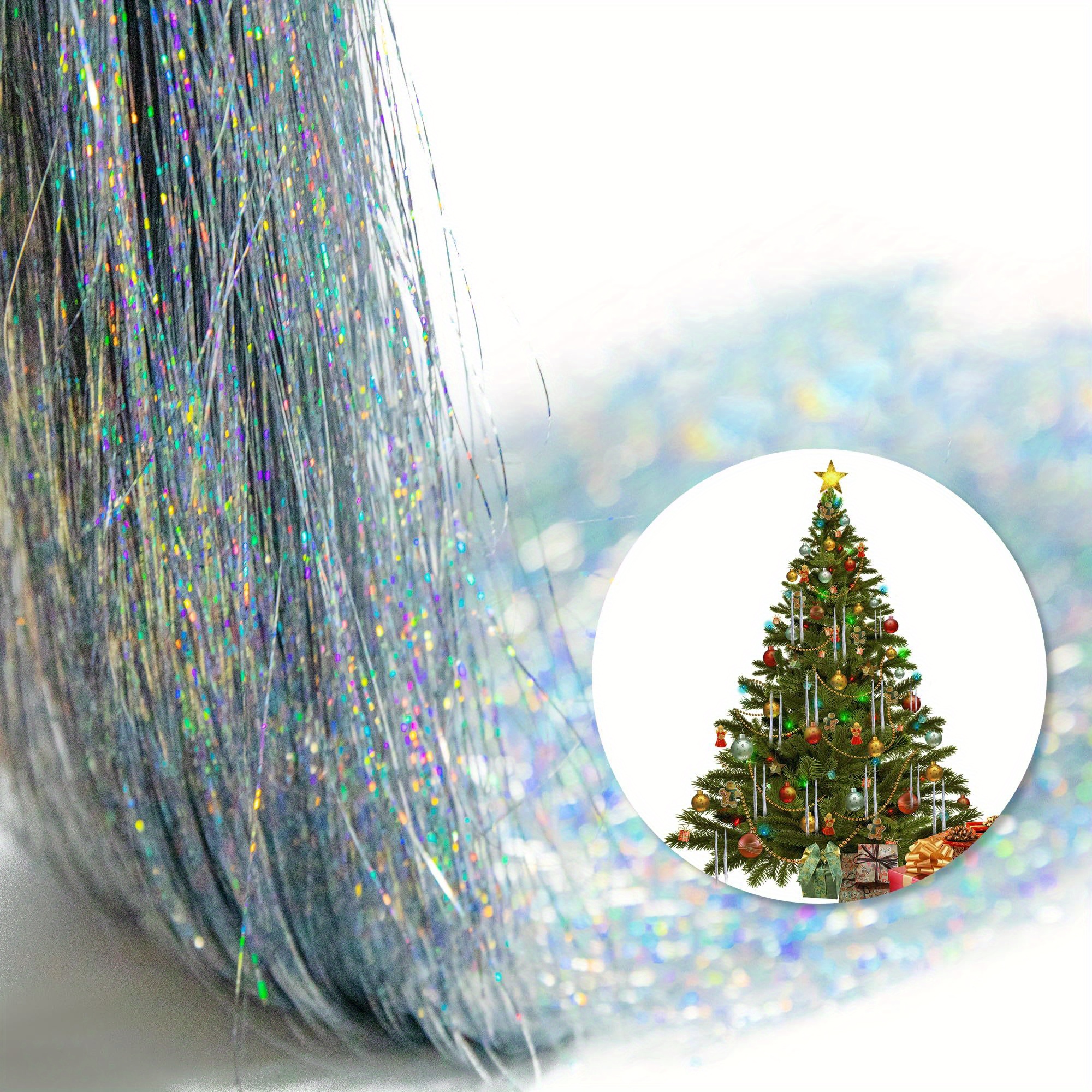 

2000/6000 Strands Premium Silvery Christmas Tinsel - 19.68" (50cm) Mylar Foil Icicle Ornaments For Tree, Festive Celebrations, Birthdays, Weddings, And Party Hangings