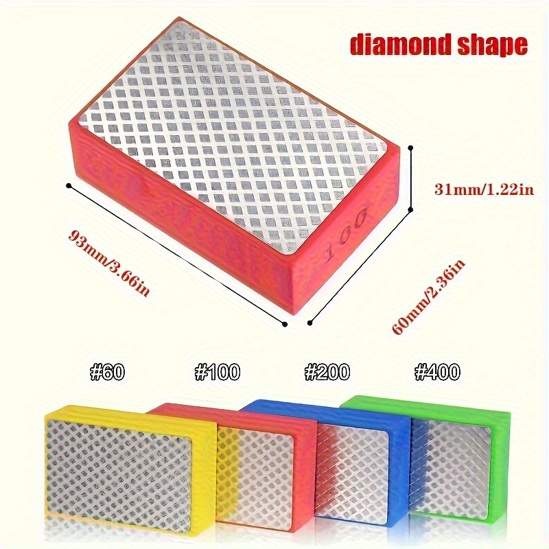 Set Of 4 Diamond Sanding Blocks, Hand Sanding Sponges Suitable For Marble, Stone, Granite, Ceramic, Glass, And Wood
