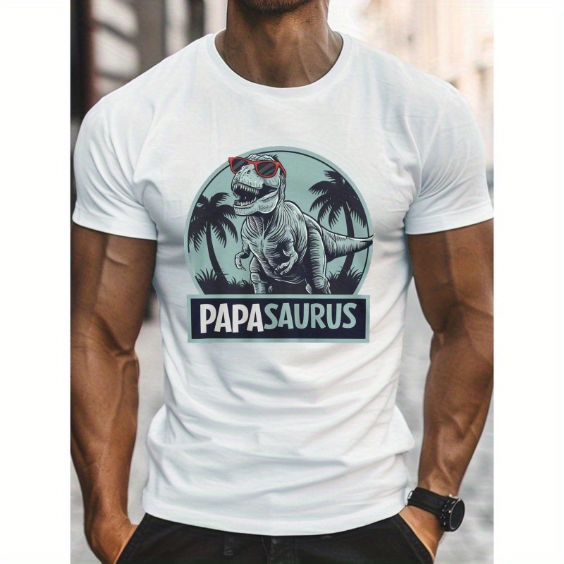 

Men's T-shirt - Casual Crew Neck, Short Sleeve, Lightweight & Comfy Summer Tee With Unique Dinosaur Print