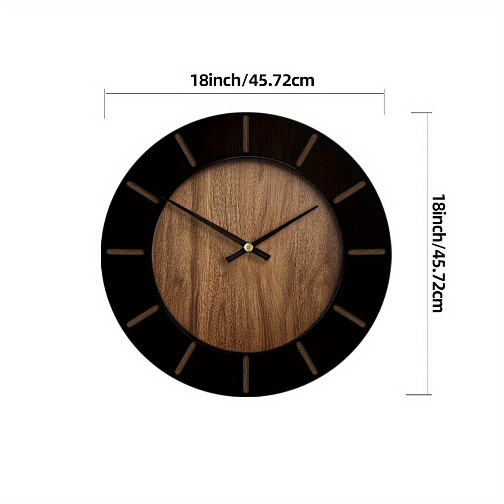 Image of Elegant Silent Wooden Wall Clock - 14/16/18 Inch Vintage Design, Battery-operated, Artistic Decor For Living Room, Bedroom, Office - Aa Battery Required, Not Included