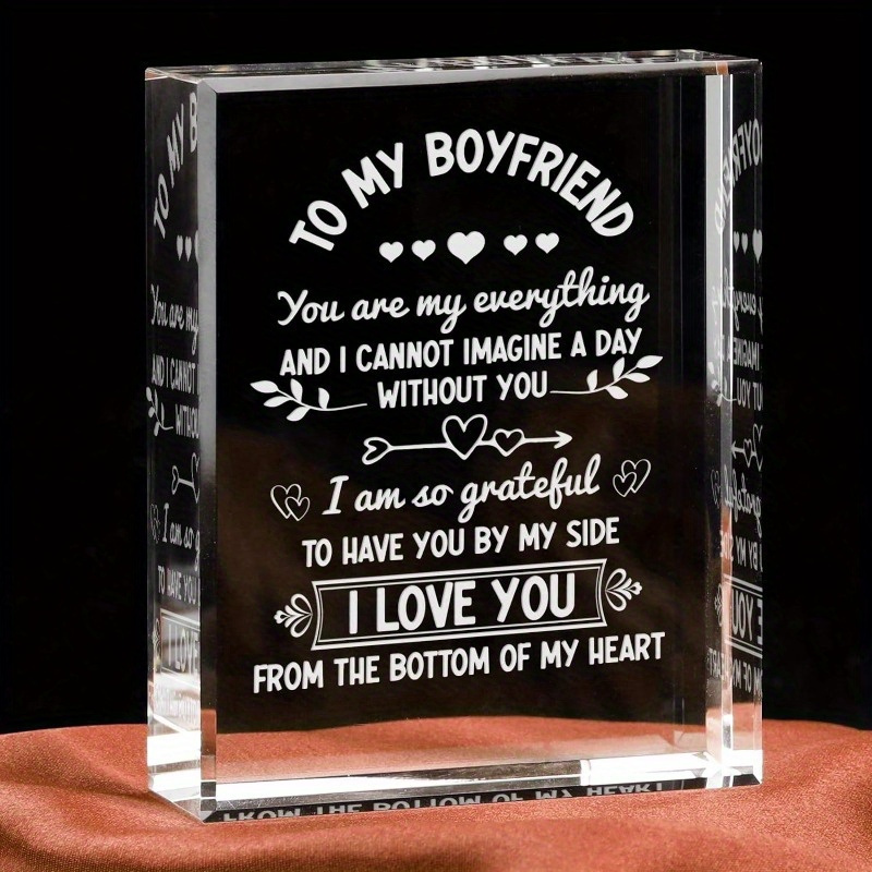 TEMU Gifts For Boyfriend Year Anniversary, Crystal Plaque Desk Decor Sign Gifts For Boyfriend Birthday Gifts For Him From Girlfriend