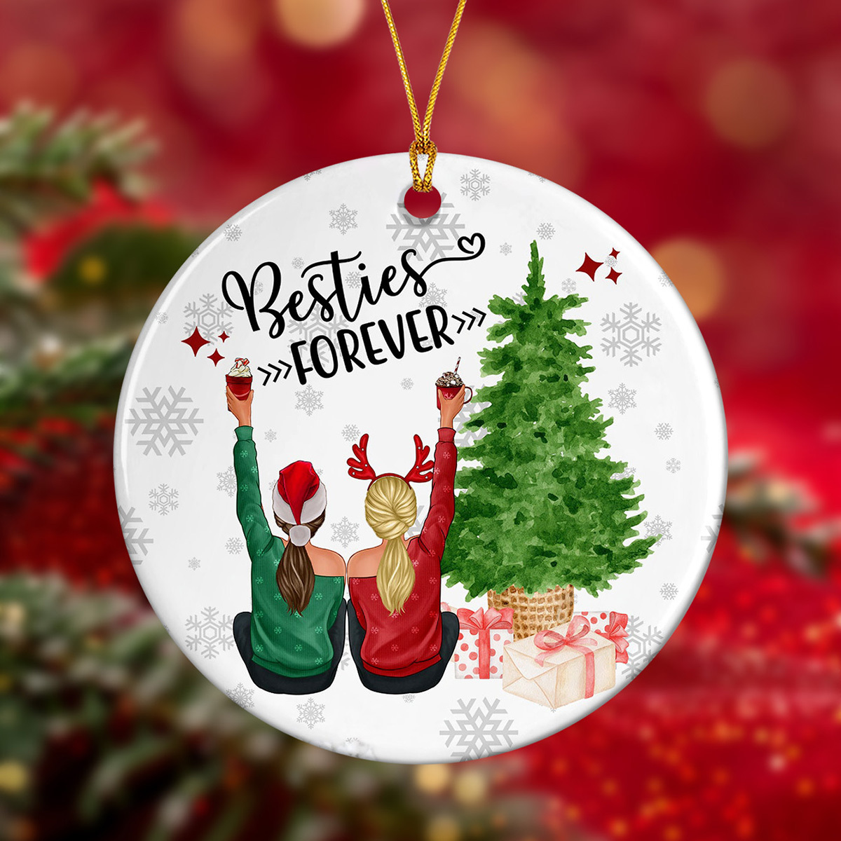 

1pc, , Christmas Tree Good Sisters Back Acrylic Pendant Decoration Ornament Christmas Tree Ornament Decoration Christmas Home Decoration Window Hanging Memorial Gift For Bff Sisters