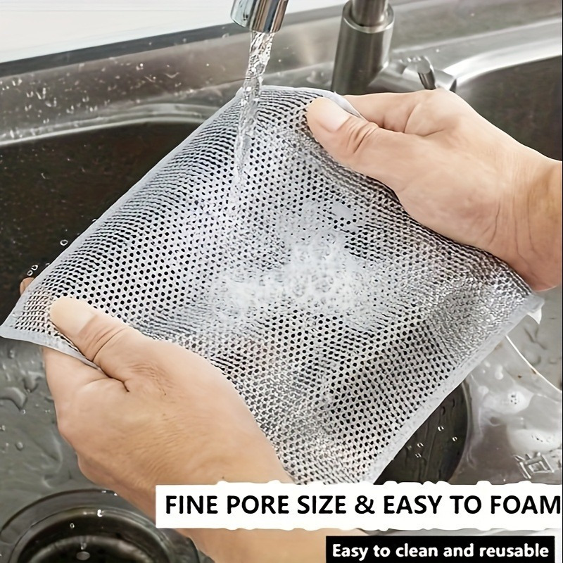 

24/12pcs Non-scratch Wire Dishcloth, Multipurpose Wire Dishwashing For Wet And Dry, Easy Rinsing, Reusable, Wire Cleaning Cloth Wire Dish Towels For Kitchen, Sinks, Pots, Pans