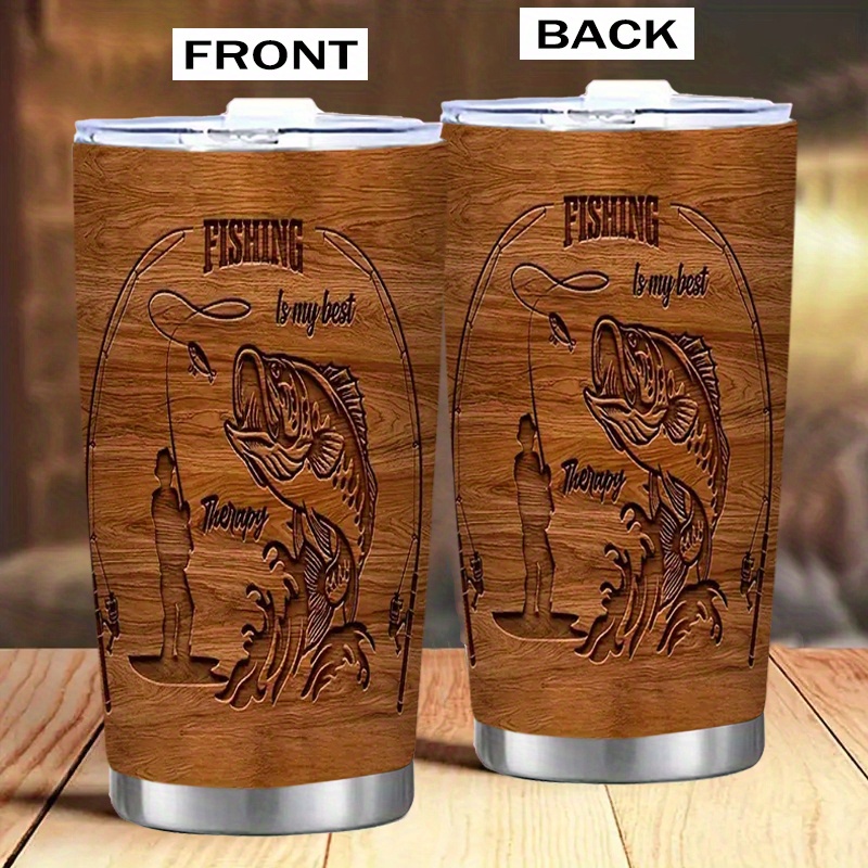 

20oz Stainless Steel Fishing-themed Insulated Set With Lid - Vacuum Sealed, Double-walled Travel Coffee Mug For , Camping, Hiking & Driving - Shatterproof, Perfect Gift For Family & Friends