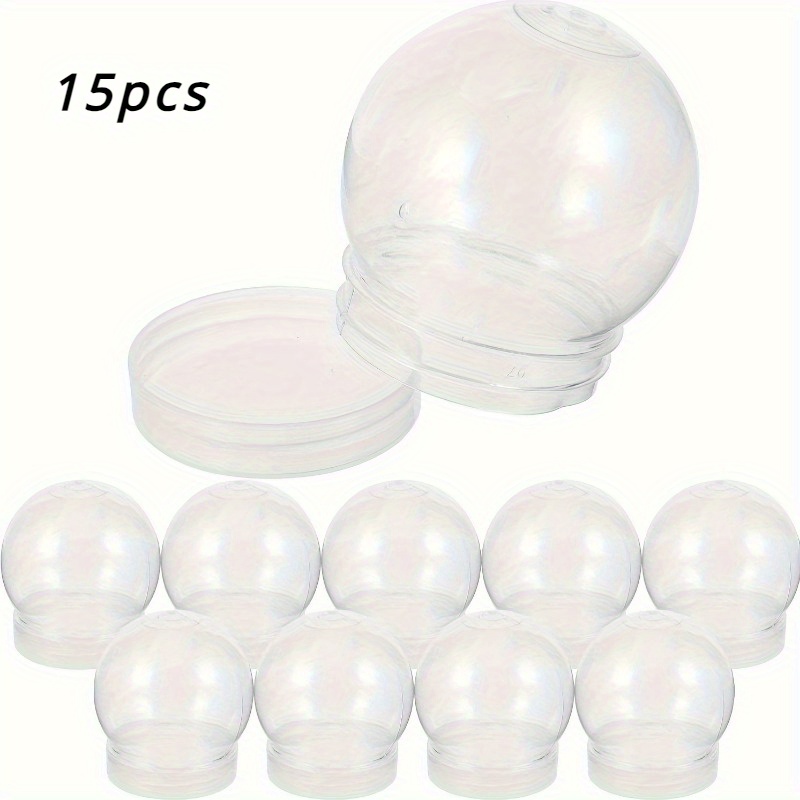 15pcs Kit - Clear Plastic Water Globes With Screw-off Caps For Christmas, Thanksgiving & New Year Decorations - No Batteries Required, Christmas Decor