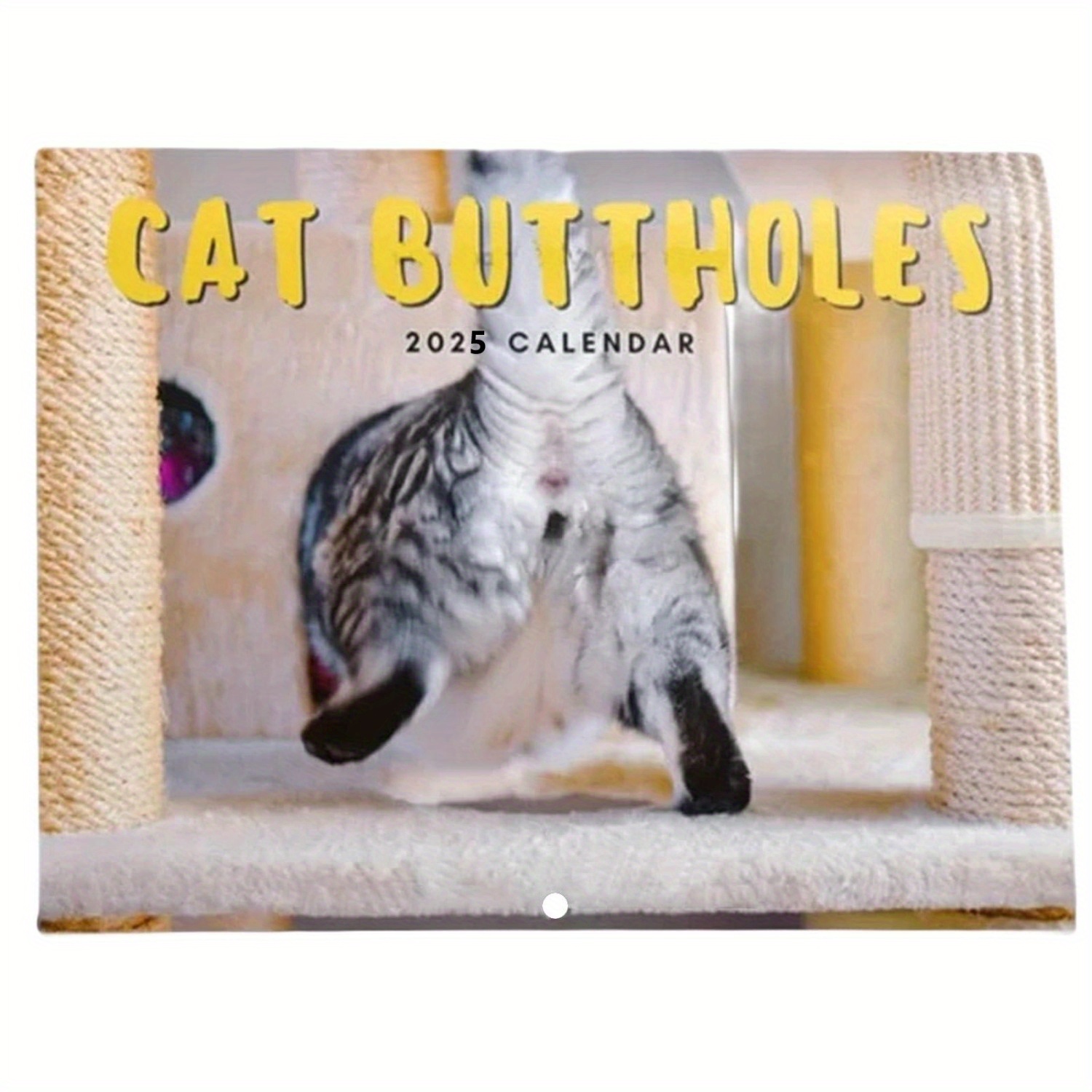 

1pc 2025 Cat Buttholes Calendar - Large Humorous Wall Planner, Paper Cover, Office & Home Decor, Novelty Feline Themed , Ideal For Christmas & Cat Lovers