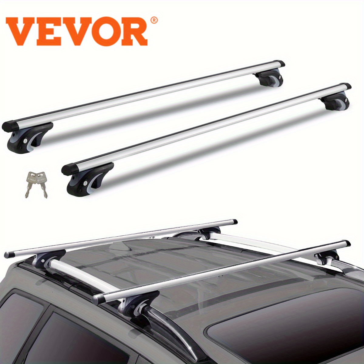 

Vevor Universal , 137 Cm Aluminum Crossbars, Fit Gap, 200 Lbs , Crossbars Locks, For Suvs, Sedans, And