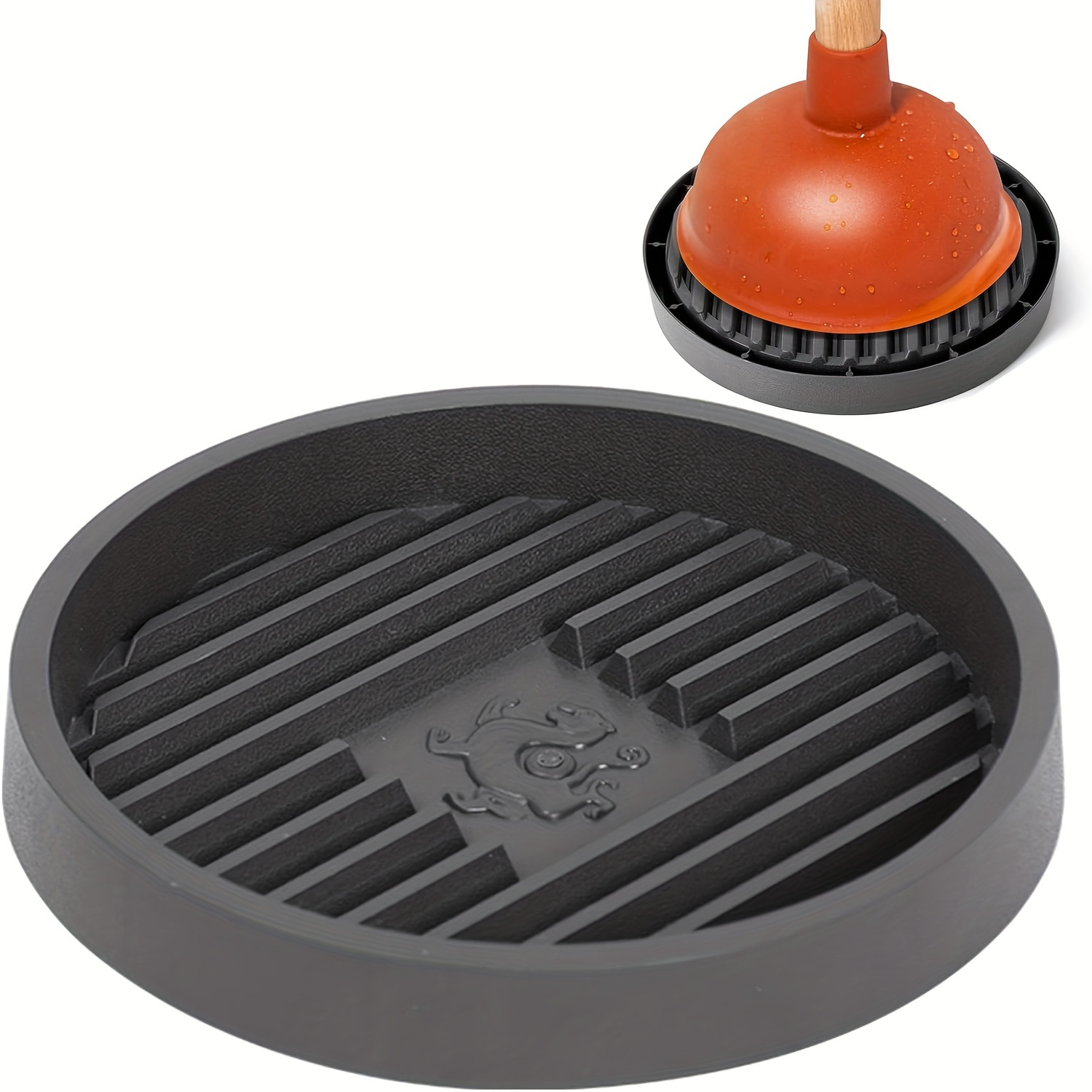 1pc   reusable toilet plunger holder with air dryer mat durable plastic floor standing column plug tray quick     water drainage round flower pot support stand for bathroom organization