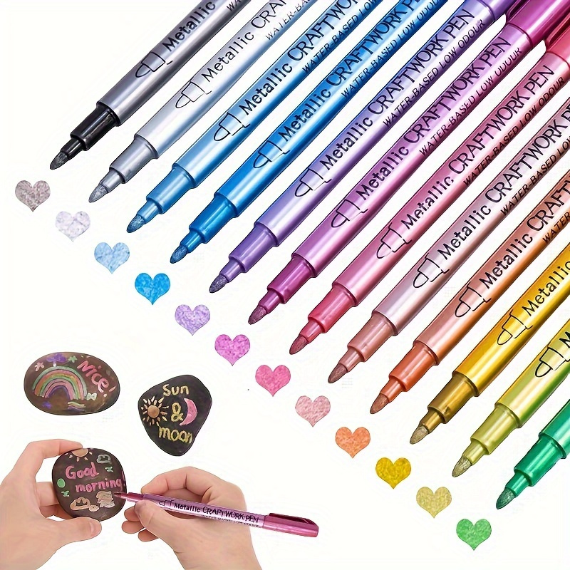 

Waterproof Marker Set - Fade-resistant Colored Paint Pens For Diy Crafts, Rock Painting, Scrapbooking & More - Ideal For Wood, Fabric, Glass & More