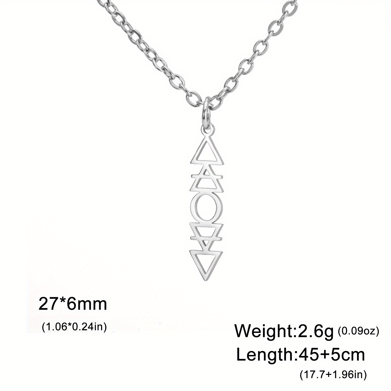 1pc 4 Elements Necklace And Water Symbol Design Hollow Triangle Pattern Men's Fashion Simple Amulet Jewelry Stainless Steel Symbol Unisex Necklace Vintage Gift