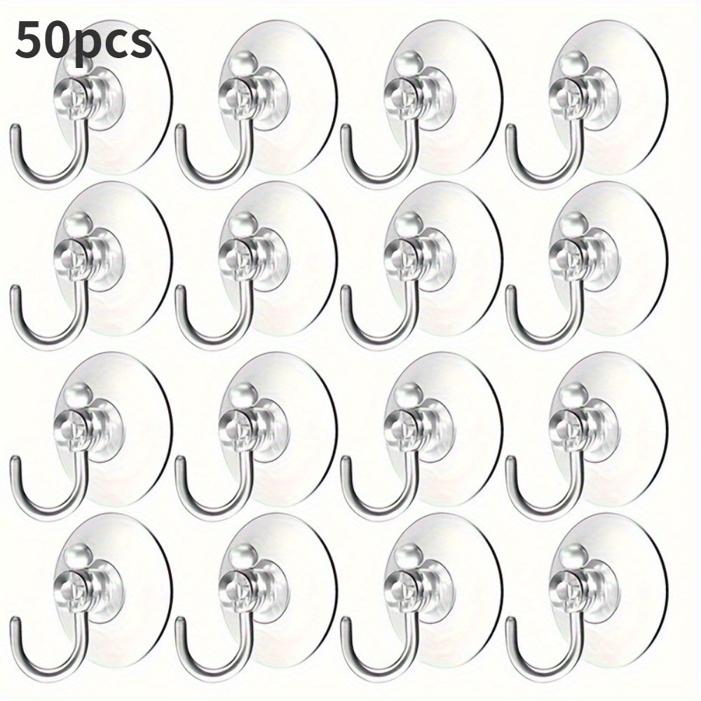 Image of 10/30/50pcs Small Transparent Suction Cup Hooks - , No-damage Wall And Window Hanging For Bathroom