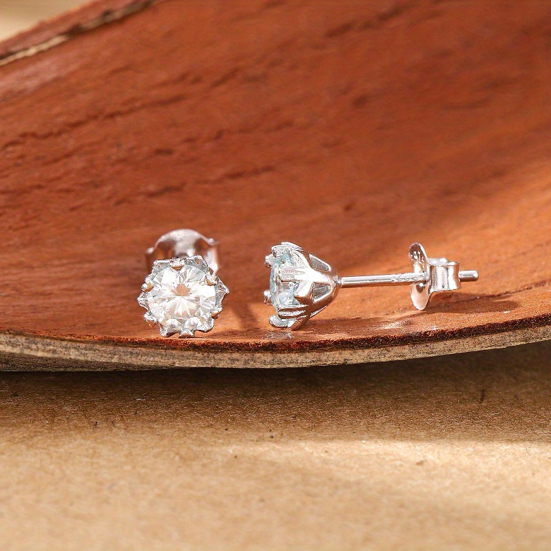 Women's 0.5 Carat Stylish Snowflake Moissanite Stud Earrings, Holiday Gift