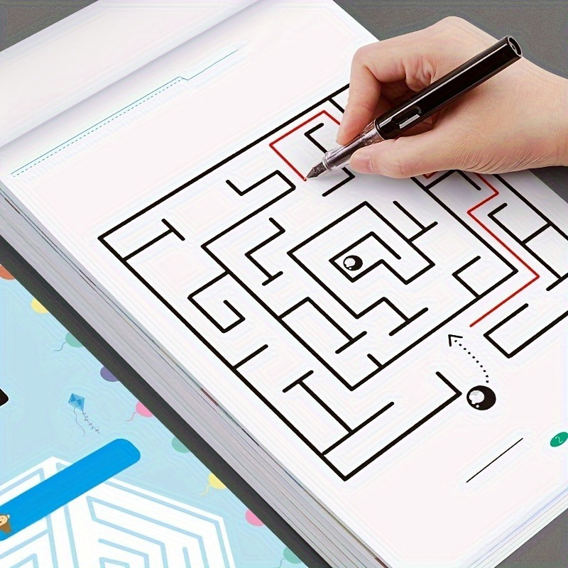 1pc Maze Activity Book - Brain Training & Attention Booster with Numbered Mazes (1-100+), Logic Puzzles, Concentration Games & - Non-Electric Educational, Durable Paperback for to Age (Ages