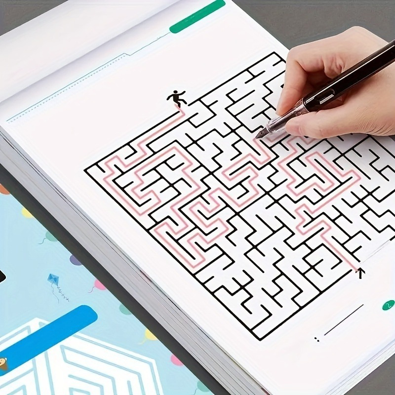 1pc Maze Activity Book - Brain Training & Attention Booster with Numbered Mazes (1-100+), Logic Puzzles, Concentration Games & - Non-Electric Educational, Durable Paperback for to Age (Ages