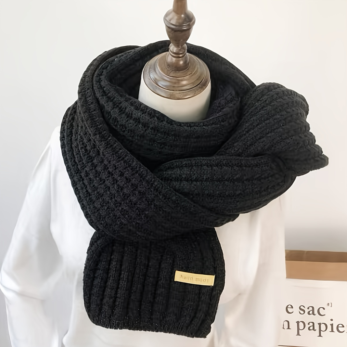 Vintage Knit Scarf - Soft, Warm & Stylish Winter Accessory for Men and Women, Perfect Christmas Gift details 3