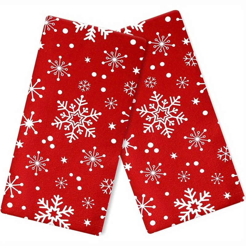 

2pcs 18x26inch Red & Christmas Towels, , Polyester Dish Towels For & Bathroom, , , Rectangular