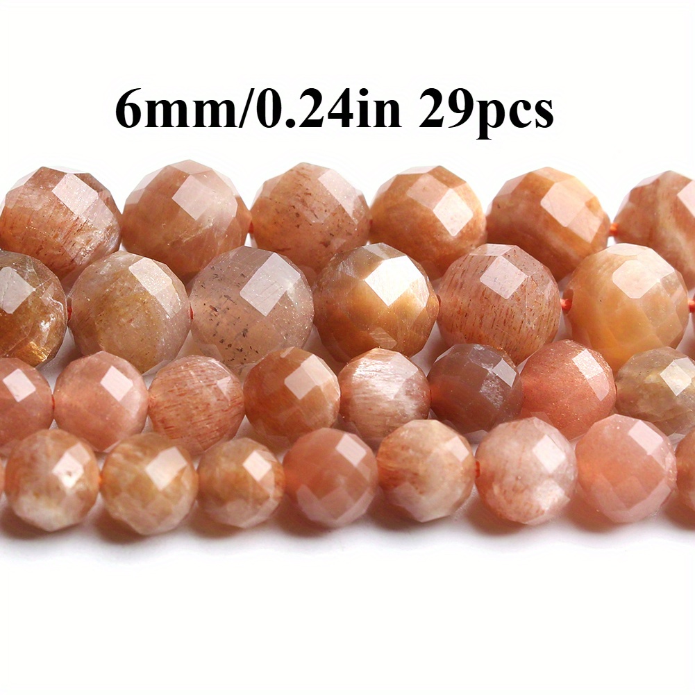 TEMU Perles rondes en de soleil facettée naturelle AA+ pour création de bijoux DIY - Collier ou bracelet, fil 7.5'' (6/8mm)