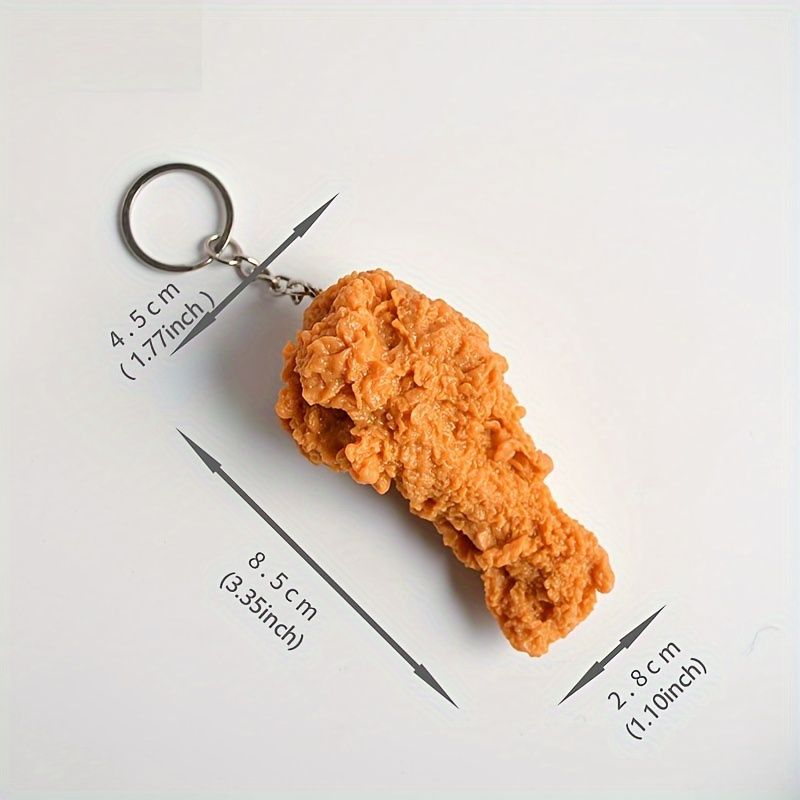 

1pc Novelty Resin Chicken Leg Keychain, Ginger Yellow, Realistic Design, Humorous Accessory For And Collectors