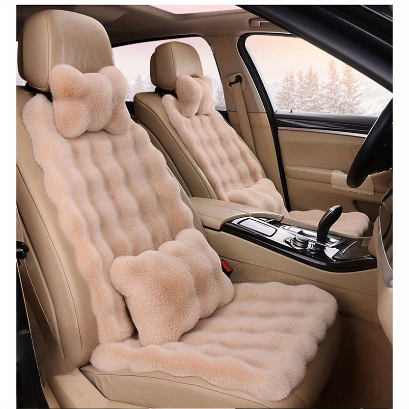 

Winter Soft, Comfortable And Warm Three-piece Car Seat Fleece Car Seat Cushion Rabbit Fleece Warm Whole Car Cover Seat